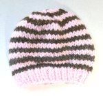 KSS Heavy Pink/Taupe Striped Beanie 14" (0-3 Months) HA-775