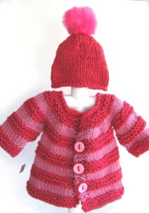 KSS Red Heavy Sweater/Cardigan & Hat (18 Months)
