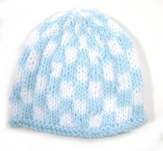 KSS Blue/White Squared Knitted Cap 14" (6 Months) HA-604