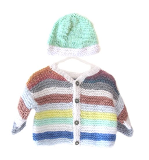 KSS Sunset Colored Striped Sweater/hat 18 Months SW-253