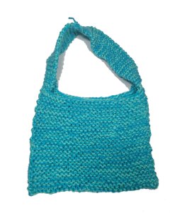 KSS Handmade Kids/Adults Heavy Knit Sling Bag in Aqua 11x9" TO-091