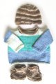 KSS Soft Light Blue and Brown Sweater, Cap & Booties (18 Months)