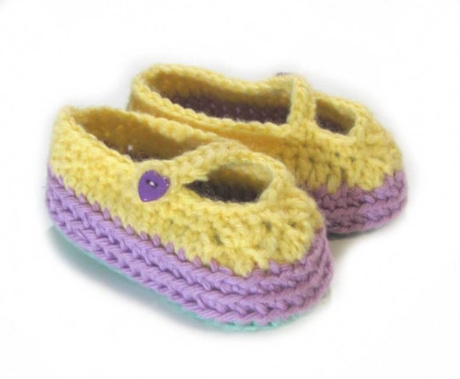 KSS Multi Color Cotton Crocheted Mary Jane Booties (6 Months) - Click Image to Close