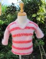 KSS Red/Pink Colored Striped Toddler Pullover Sweater 3T SW-852