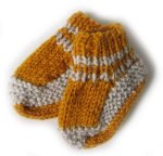 KSS Pumpkin/Grey Acrylic Knitted Booties (0 - 3 Months)