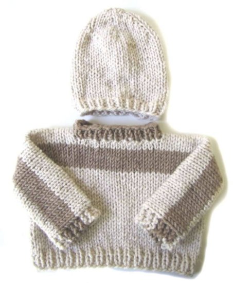 KSS Wheat and Brown Sweater with a Hat (9 - 12 Months) - Click Image to Close