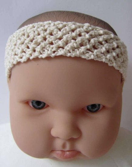 KSS Natural Crocheted Net Cotton Headband 15-17" HB-211 - Click Image to Close