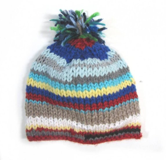 KSS Knitted Striped Hat Pom Pom 14-15" (3 -18 Months)