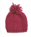 KSS Dark Red Hat with Yarn Pom Pom 12 - 13" (0 -12 Months)