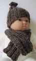KSS Charcoal/Brown Acrylic Hat and Scarf Set 0 -3 Years