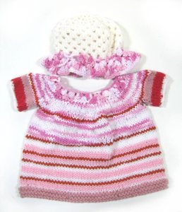 KSS Handmade Purple/Pink Cotton Baby Dress and Hat 6 Months