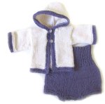 KSS White/Purple Cotton Baby Sweater and Pants Set 3 Months SET-005