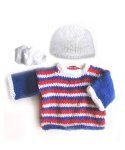 KSS Red/Blue and White Handmade Sweater/Hat and Bootie (6 Months) SW-813 KSS-SW-813-EBK