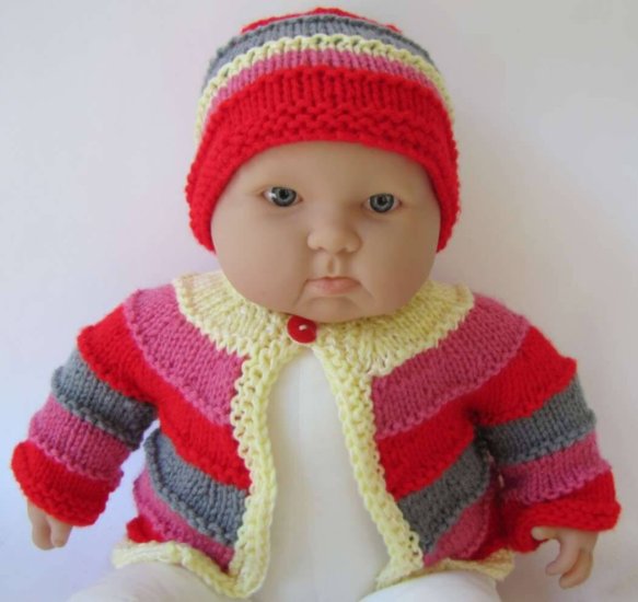 KSS Striped Sweater/Jacket with a Hat 6 Months - Click Image to Close
