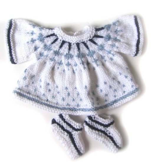 KSS White/Blue Knitted Dress and Booties 6 Months