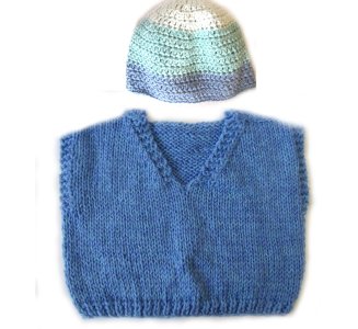 KSS Traditional Blue Sweater Vest & Hat (3 - 4 Years) SW-171-HA-705