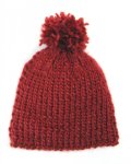 KSS Dark Red Wool Blend Ribbed Hat with Loose Tassel 16" (1 - 3 Yrs)