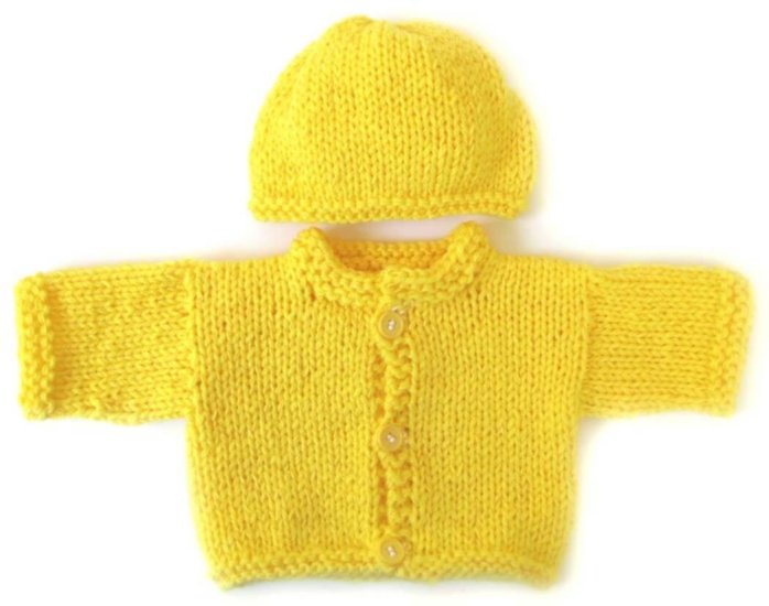 KSS Yellow Cardigan/Jacket and Hat 3 Months