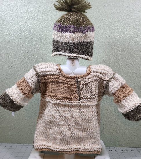 KSS Brownish and Yellow Baby Cardigan  and Hat 12 Months SW-1077