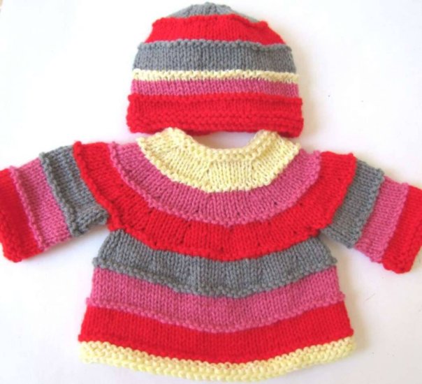 KSS Striped Sweater/Jacket with a Hat 6 Months - Click Image to Close