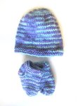 KSS Soft Blue/Green/Purple Booties and Hat Set (3 Months) HA-654