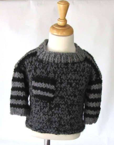 KSS Heavy Black and Grey Colored Acrylic Sweater (3-4 Years) - Click Image to Close