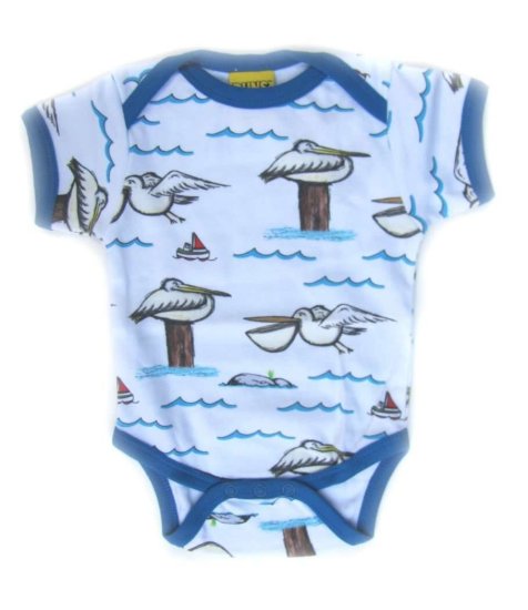 DUNS Organic Cotton Pelican Onesie with Short Sleeves 2-4 Months - Click Image to Close