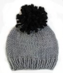 KSS Grey Hat with Black Pom Pom 12 - 14" (0 -6 Months)