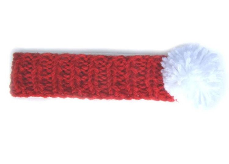 KSS Red Heavy Headband with a White Pom-pom (0 - 6 Months)
