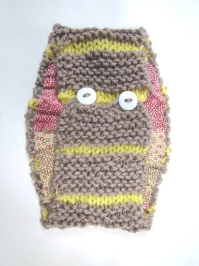 KSS Beige/Yellow Around Head Knitted Lined Face Mask 1-5 years - Click Image to Close