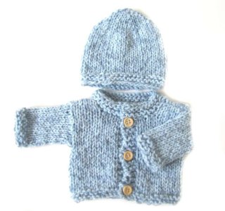 KSS Light Blue Sweater/Cardigan and Hat Set 3M