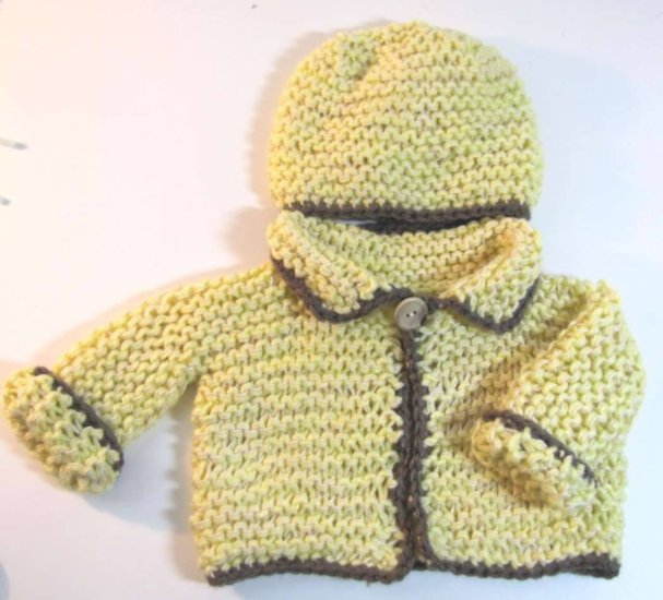 KSS  Yellow Cardigan  and Hat  3 Months SW-499