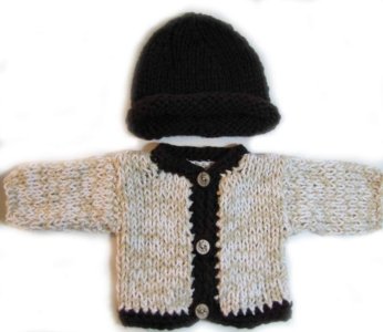 KSS Beige Sweater/Cardigan with a Hat (6 Months)