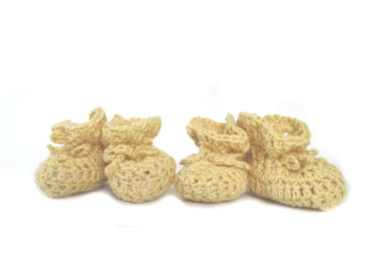 KSS Yellow Cotton Crocheted Booties (3-6 Months) - Click Image to Close