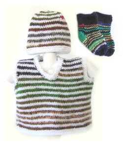 KSS Striped Vest with Hat and Booties 18 Months SW-363