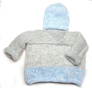 KSS Grey/L.blue Toddler Pullover Sweater and Hat size 3T SW-1098