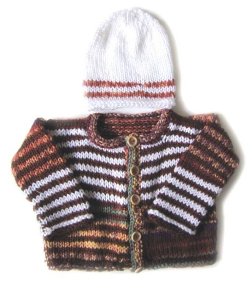 KSS Fall Brown Acrylic Sweater/Jacket and Cap (2 Years) - Click Image to Close