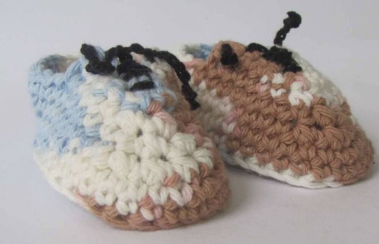KSS Natural Cotton Crocheted Booties (3 - 6 Months) - Click Image to Close