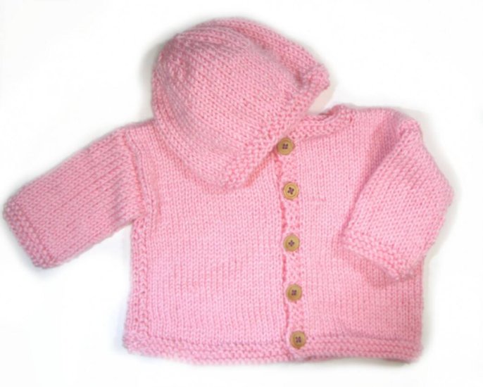 KSS Pink Knitted Sweater/Jacket & Hat Size 2 Years - Click Image to Close