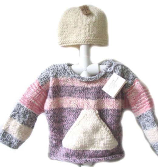 KSS Pink, Grey and Silver Tweed Sweater and Hat 3-4 Years - Click Image to Close