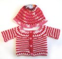 KSS Pink/Red Striped Sweater/Cardigan with a Hat (6 Months) SW-821