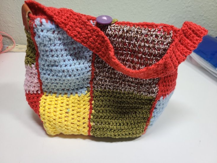 KSS Handmade Kids/Adults Lined Patchwork Square Crochet Small Bag TO-102 - Click Image to Close