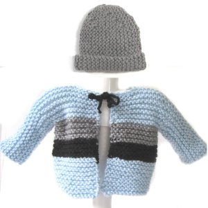 KSS Light Blue Baby Sweater and Hat (3 Months)