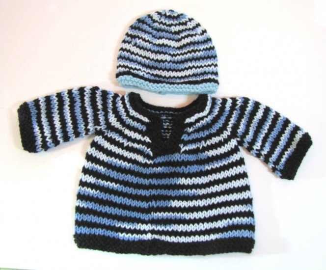KSS Striped Pullover Baby  Sweater with a Hat (9 Months) SW-630