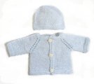 KSS Light Blue Sweater/Cardigan with a Hat (3 Months) SW-629