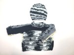 KSS Black/White Pullover Baby Sweater with a Hat (9 Months) SW-1072