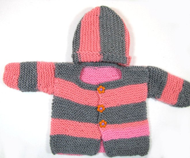 KSS Pink/Tangerine/Grey Sweater/Jacket and Hat (12 Months) SW-894
