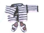 KSS Black and Pink Baby Sweater/Cardigan & Booties (6 Months) SW-170