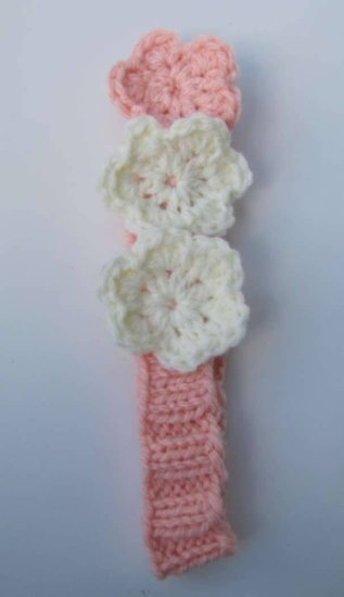 KSS Pink Knitted Headband with Flowers15-17