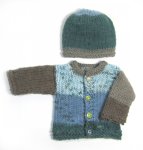 KSS Blue/Brown Heavy Sweater/Cardigan with a Hat (3 Months)